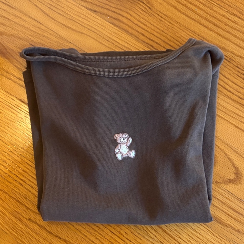 Brown Sweatshirt with Teddy Bear Embroidery Brandy